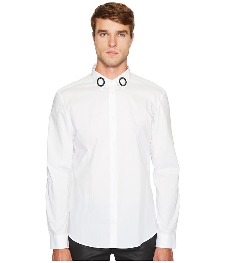 Versace Collection Grommet Collar Button Down (white) Men's Clothing