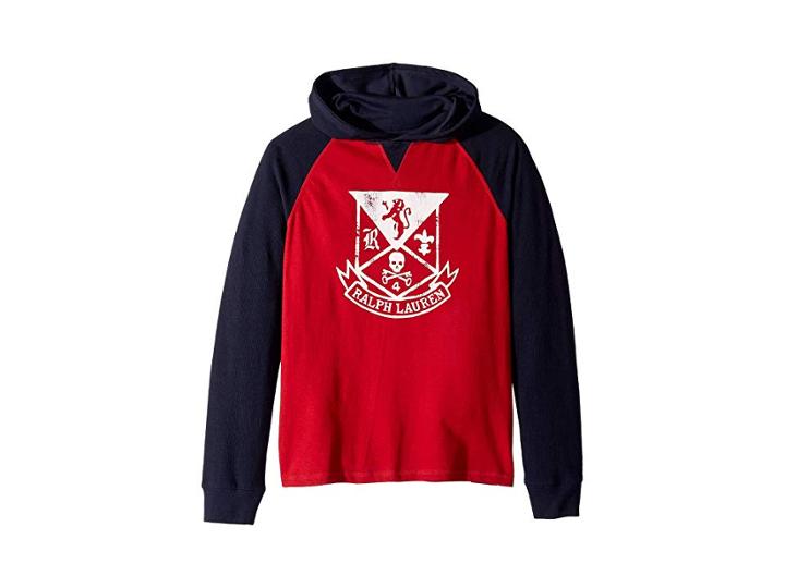 Polo Ralph Lauren Kids Waffle-knit Graphic Hoodie (big Kids) (park Avenue Red) Boy's Sweatshirt