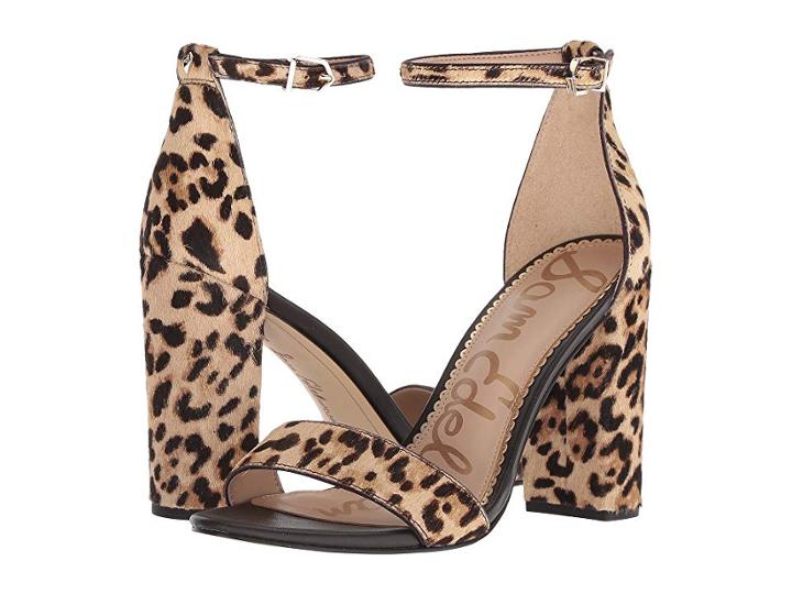 Sam Edelman Yaro Ankle Strap Sandal Heel (sand Jungle Leopard Brahma Hair) Women's Dress Sandals