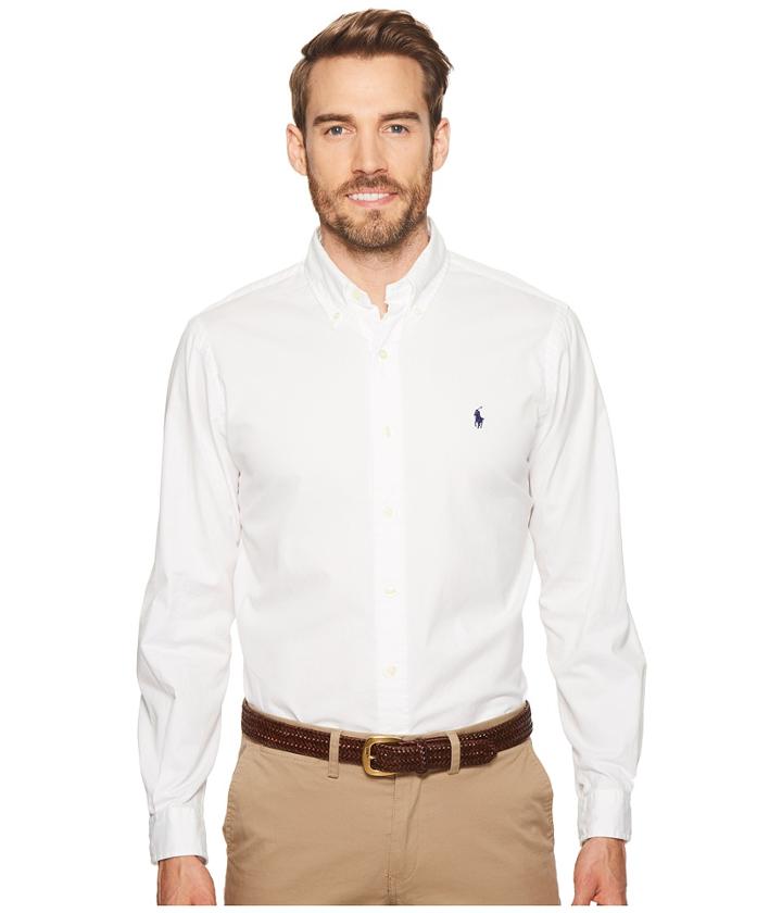 Polo Ralph Lauren Gd Chino Long Sleeve Sport Shirt (white) Men's Clothing