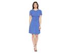 Donna Morgan Short Sleeve Jersey Dress With Ruching And Asymmetrical Hem (cobalt/dusty Purple Multi) Women's Dress