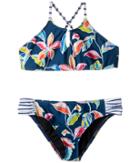 Splendid Littles Tropical Traveler High Neck Bra Tab Side Pants (big Kids) (multi) Girl's Swimwear Sets