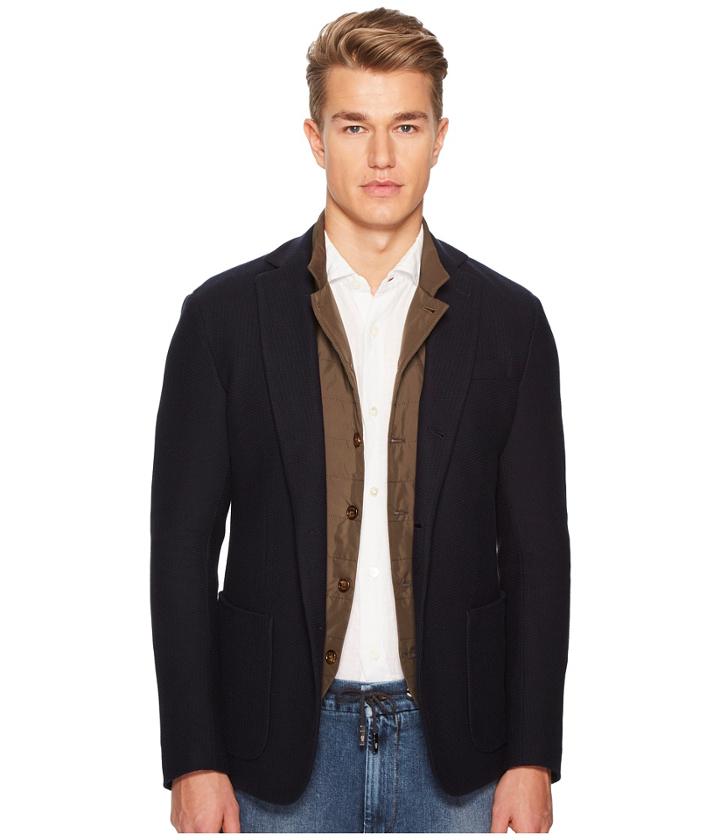 Eleventy Jersey Textured Jacket (navy) Men's Jacket