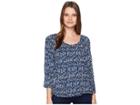 Michael Michael Kors Paisley Wood Peasant Top (true Navy/radiant Blue) Women's Clothing