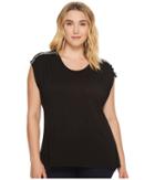 B Collection By Bobeau Plus Size Norah With Trim Detail (black) Women's Short Sleeve Pullover