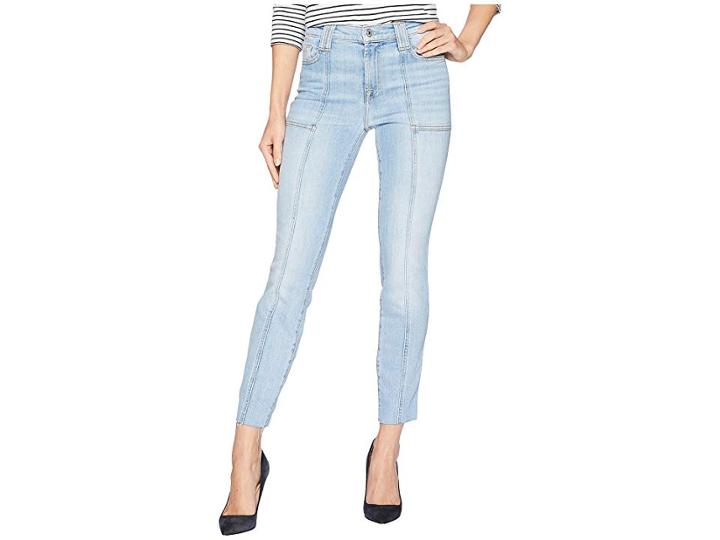 7 For All Mankind Roxanne Ankle W/ Paneled Seams Cut Off Hem In Vintage Dawn (vintage Dawn) Women's Jeans