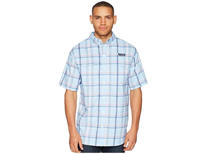 Columbia Super Low Dragtm Short Sleeve Shirt (sail Open Plaid) Men's Short Sleeve Button Up