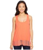 Dylan By True Grit Soft Slub Knit Tank Top With Lace Rib Border (washed Coral) Women's Sleeveless