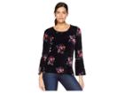 Tribal Bell Sleeve Crew Neck Top (black) Women's Long Sleeve Pullover