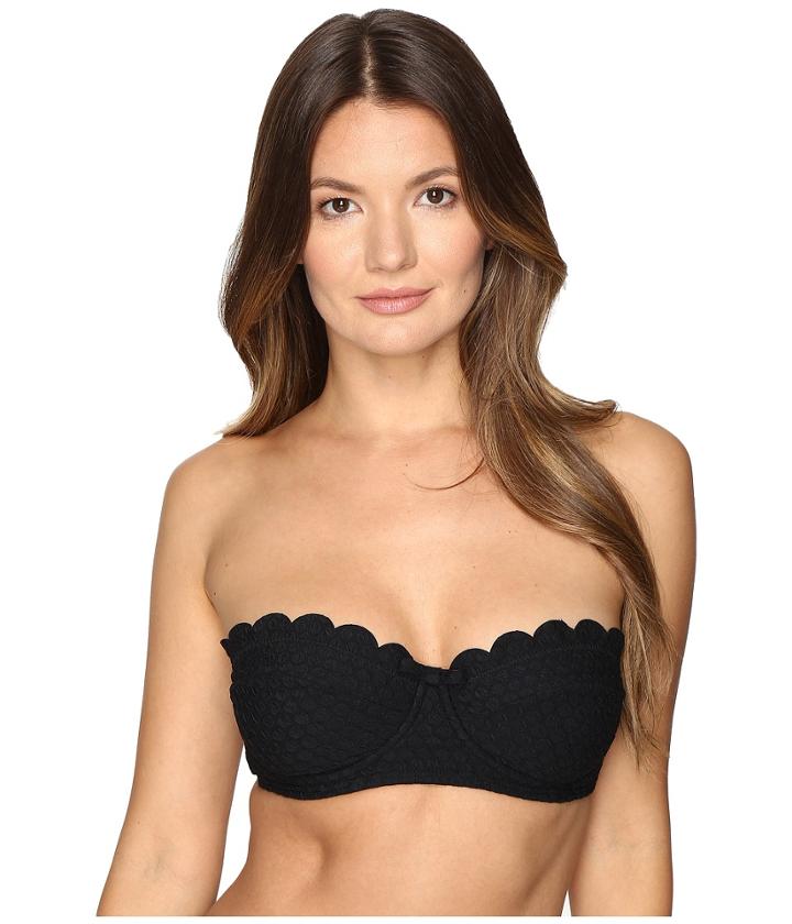 Kate Spade New York Marina Piccola Scalloped Bandeau Bikini Top (black) Women's Swimwear