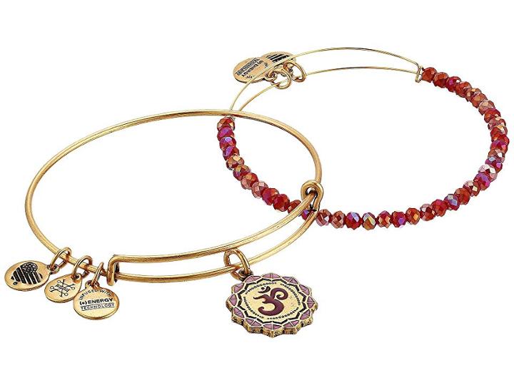 Alex And Ani Color Infusion Om Set Of 2 (rafaelian Gold) Bracelet