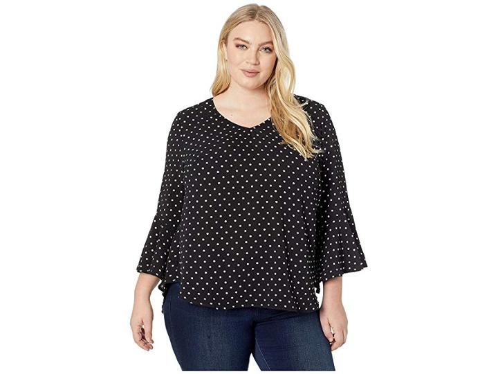Kiyonna Ellie Crepe Blouse (polka Dot) Women's Blouse