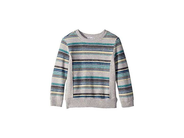 Splendid Littles Reverse Baby French Terry Stripe Sweatshirt (little Kids/big Kids) (light Grey Heather) Boy's Sweatshirt