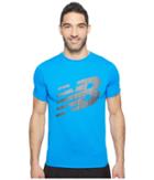 New Balance Accelerate Short Sleeve Graphic Top (electric Blue/black) Men's Clothing