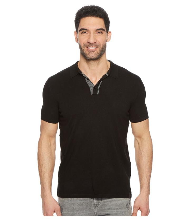 Calvin Klein Marled Knit Polo (black) Men's Clothing