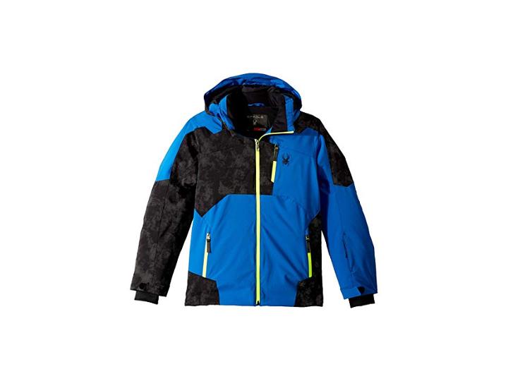 Spyder Kids Speed Jacket (big Kids) (turkish Sea/cloudy Reflective Distress Black/bryte Yellow) Boy's Coat