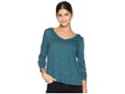 Chaser Tri-blend Jersey Long Sleeve V-neck Tulip Back Shirttail Pocket Tee (lush) Women's Long Sleeve Pullover