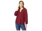Vince Camuto Bubble Sleeve Soft Texture V-neck Blouse (manor Red) Women's Blouse