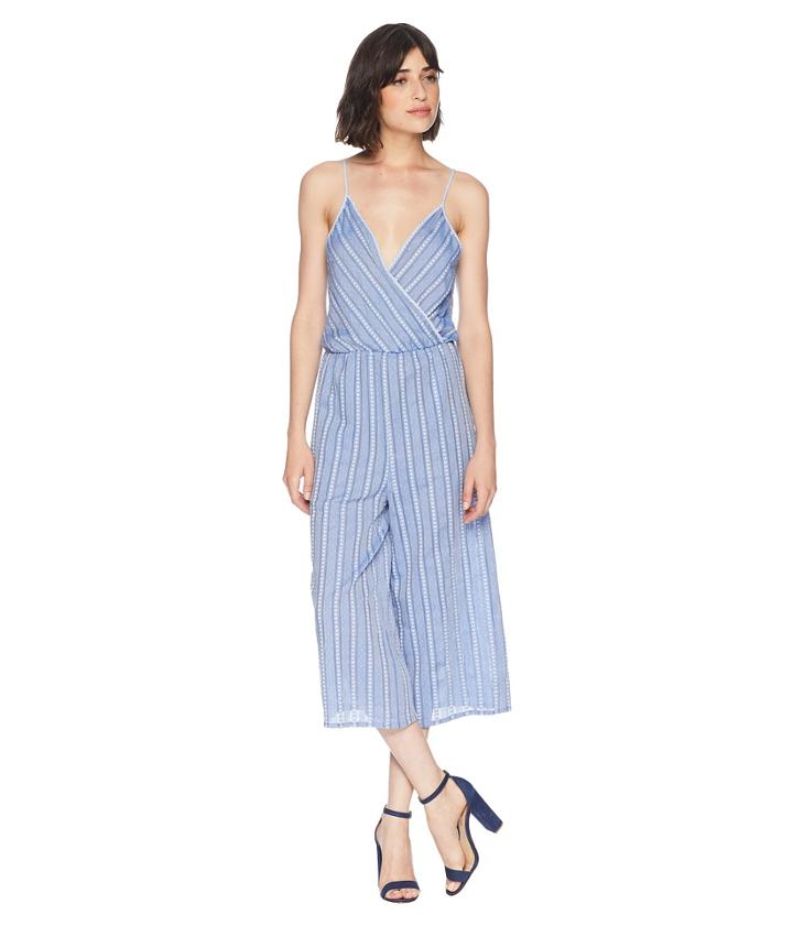 Bcbgeneration Surplice Culotte Jumpsuit (blue Multi) Women's Jumpsuit & Rompers One Piece