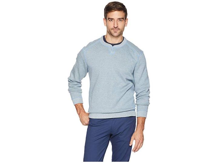 Tommy Bahama Reversible Flipsider Abaco Sweater (beach Bum Heather) Men's Clothing