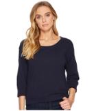 Three Dots Slub Jersey Crop Sweatshirt (night Iris) Women's Sweatshirt