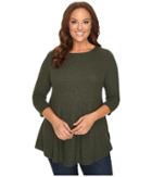 B Collection By Bobeau Plus Size Brushed Babydoll Hemline Knit (dark Green) Women's Sweater