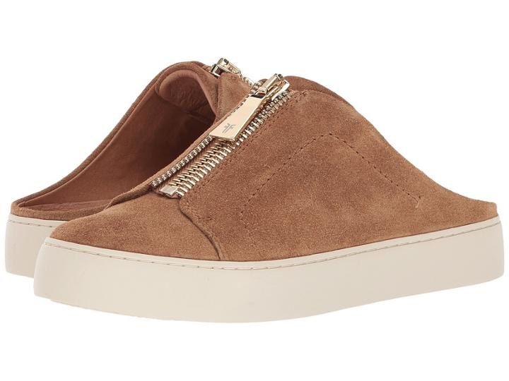 Frye Lena Zip Mule (tan Soft Oiled Suede) Women's Clog/mule Shoes