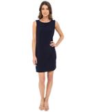 Jessica Simpson Sleeveless Ity Dress With Front Drape (navy) Women's Dress