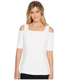 Nic+zoe Perfect Cold Shoulder Top (paper White) Women's Clothing