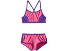 Speedo Kids Heather Splice Boyshorts Two-piece Swimsuit Set (big Kids) (pink) Girl's Swimwear Sets