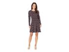 Michael Michael Kors Chevron Print Long Sleeve Flare Dress (cordovan) Women's Dress