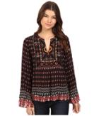 Hale Bob City Explore Embroidered Top (maroon) Women's Clothing