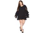 Kari Lyn Plus Size Oriana V-neck Ruffle Sleeve Dress (black) Women's Dress