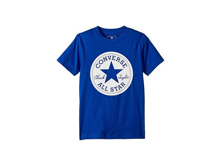 Converse Kids Chuck Taylor Script Short Sleeve Tee (big Kids) (blue) Boy's T Shirt
