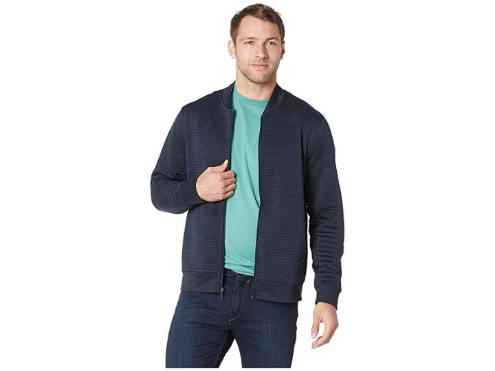 Perry Ellis Textured Knit Bomber Jacket (dark Sapphire) Men's Coat