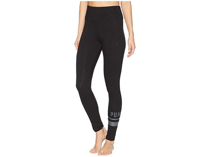Puma Athletic Logo Leggings (cotton Black) Women's Casual Pants