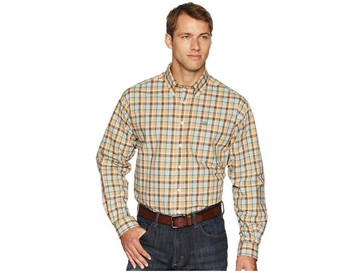 Cinch Long Sleeve Plaid (orange) Men's Clothing
