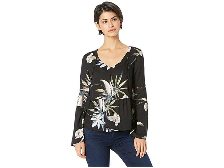 Roxy Heat Of Banjar Shirt (true Black/delicate Flowers) Women's Clothing