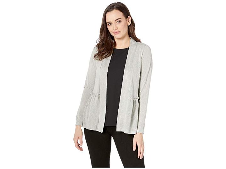Bobeau Long Sleeve Babydoll Back Cardigan (wrought Iron) Women's Sweater
