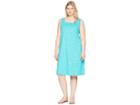 Extra Fresh By Fresh Produce Plus Size Waves Square Neck Dress (caribbean Green) Women's Dress