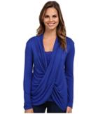 Miraclebody Jeans Tobi Twisted Wrap Top W/ Body-shaping Inner Shell (electric Blue) Women's Blouse