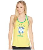 Nike Cbf Brasil Crest Dry Tank Top (midwest Gold/lucky Green) Women's Sleeveless