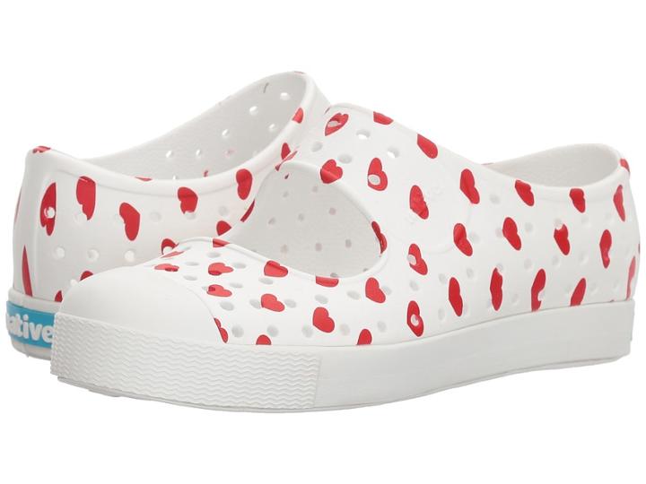 Native Kids Shoes Juniper Print (little Kid) (shell White/shell White/torch Red Heart Print) Girls Shoes