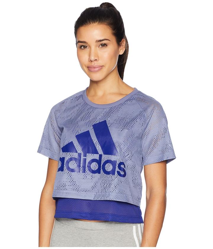 Adidas Id Mesh Crop Top (raw Indigo) Women's T Shirt