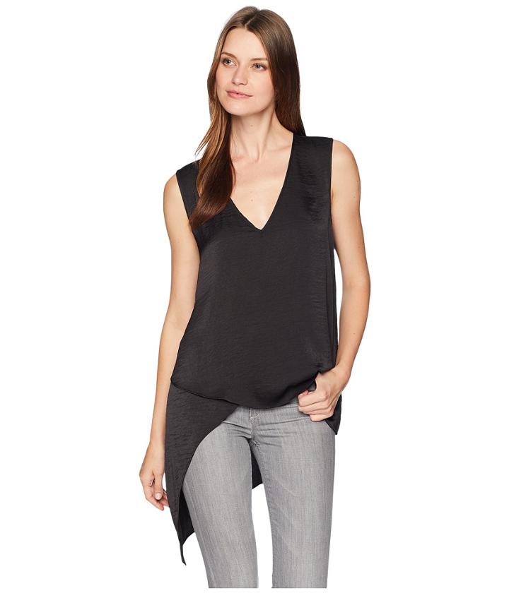 Anne Klein V-neck Asymmetrical Blouse (black) Women's Blouse