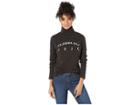 Juicy Couture Jxjc Logo Solid Turtleneck Top (pitch Black) Women's Clothing