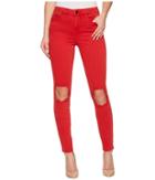 Blank Nyc Mid-rise Distressed Skinny In Better Off-red (better Off-red) Women's Casual Pants