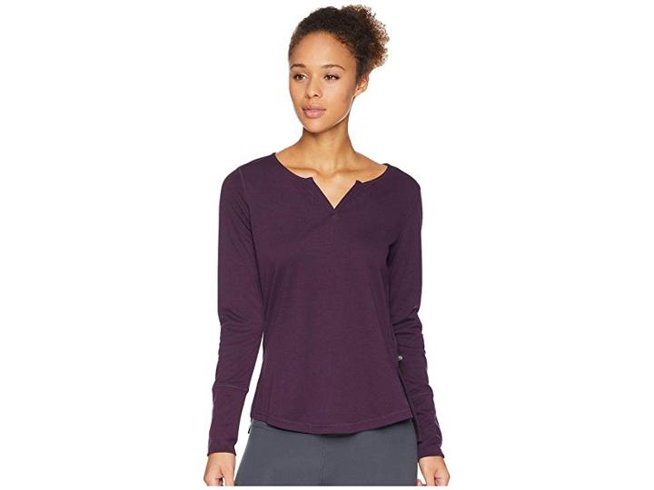 Mountain Hardwear Daisy Chaintm Split Neck Long Sleeve Shirt (dark Tannin) Women's Long Sleeve Pullover