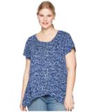 Extra Fresh By Fresh Produce Plus Size Waves Twin Peaks Top (moonlight Blue) Women's Clothing