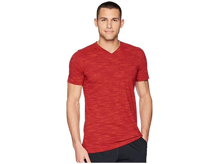 Under Armour Sportstyle Core V-neck Tee (rapture Red/neon Coral/rapture Red) Men's T Shirt